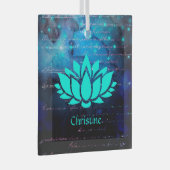 Witte Lotus Flower on Bokeh Sky and Subtle Writing Glas Ornament (Voorkant Rechts)