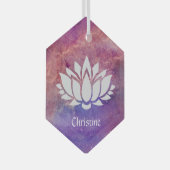 Witte Lotus Flower on Cosmic Oranje-roze Nebulae Glas Ornament (Voorkant Rechts)