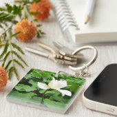 Witte Lotus Flower Sleutelhanger (Voorkant Rechts)