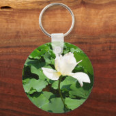 Witte Lotus Flower Sleutelhanger (Voorkant)