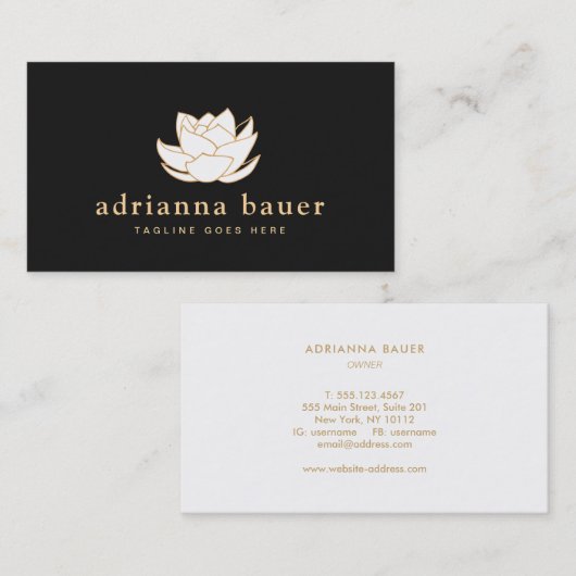Witte Lotus Flower Visitekaartje (Voorkant / Achterkant)
