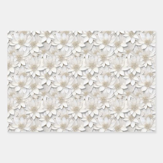 Witte Lotus Flowers Inpakpapier Vel (Voorkant)