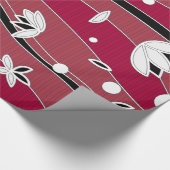 Witte Lotus Flowers op rode strepen Cadeaupapier (Hoek)
