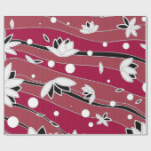 Witte Lotus Flowers op rode strepen Cadeaupapier (Vlak)