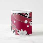 Witte Lotus Flowers op rode strepen Grote Koffiekop (Voorkant)