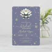 Witte Lotus Hemelse Sterren Pastel Lavendel Bruids Kaart (Staand voorkant)