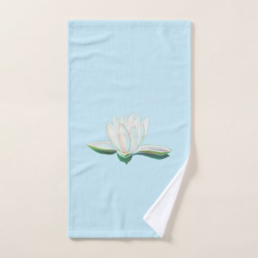 Witte Lotus Illustratie Hemelsblauw Handdoek (Handdoek)
