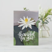 Witte lotus in de vijver bedankt je kaart (Staand voorkant)