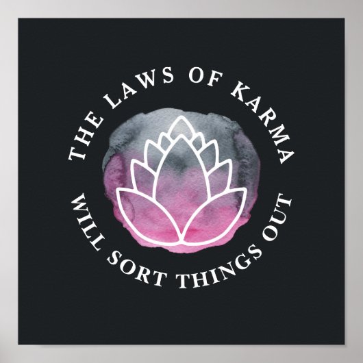 Witte Lotus Karma Motivatie Citaat Kool Poster (Voorkant)