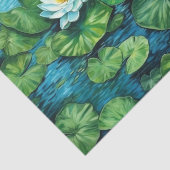 Witte Lotus Lelie Pads Bloemen Decoupage Tissuepapier (Detail)