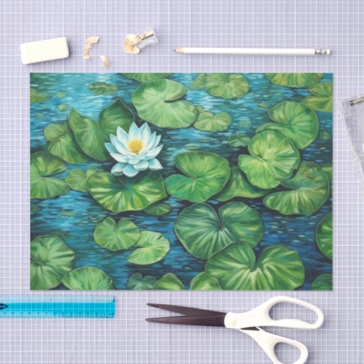 Witte Lotus Lelie Pads Bloemen Decoupage Tissuepapier (Craft)