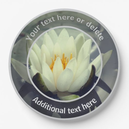 Witte Lotus Lily Bloem Gepersonaliseerde Partij Papieren Bordje (Voorkant)