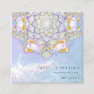 Witte Lotus Mandala Moderne Yoga-instructeur Vierkante Visitekaartje