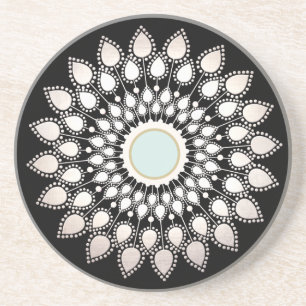 Witte Lotus Mandala Zandsteen Onderzetter