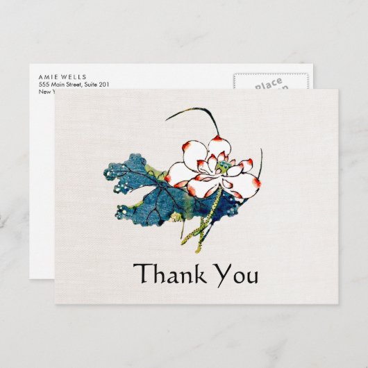 Witte Lotus Massage Therapist Dank je Briefkaart (Voorkant / Achterkant)