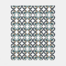 Witte Lotus & Ocean Wave - Elegantie in beweging Fleece Deken