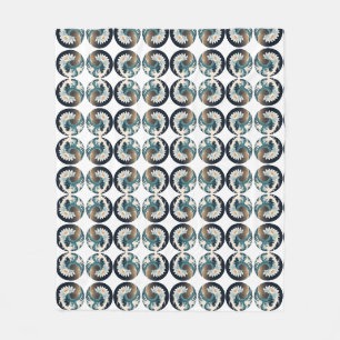 Witte Lotus & Ocean Wave - Elegantie in beweging Fleece Deken