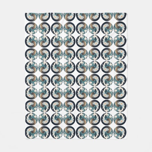 Witte Lotus & Ocean Wave - Elegantie in beweging Fleece Deken (Voorkant)