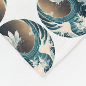 Witte Lotus & Ocean Wave - Elegantie in beweging Fleece Deken (Hoek)