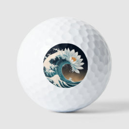 Witte Lotus & Ocean Wave - Elegantie in beweging Golfballen