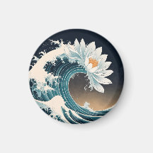 Witte Lotus & Ocean Wave - Elegantie in beweging