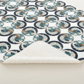 Witte Lotus & Ocean Wave - Elegantie in beweging Sherpa Deken (3/4)