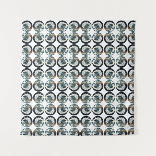 Witte Lotus & Ocean Wave - Elegantie in beweging Wandkleed (Voorkant)