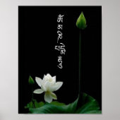 Witte Lotus Om Mani Padme Hum Boeddhistische Mantr Poster (Voorkant)