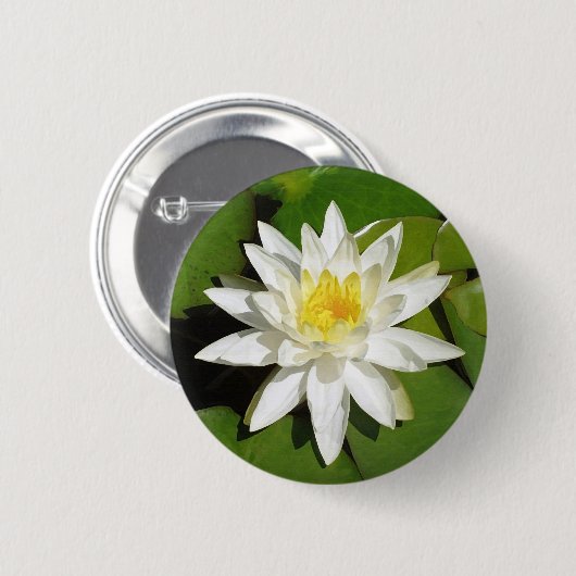 Witte Lotus Ronde Button 5,7 Cm (Voorkant /achterkant)