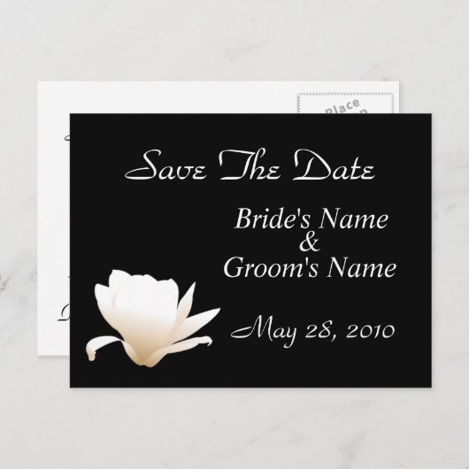 Witte Lotus Save the Date Briefkaart (Voorkant / Achterkant)