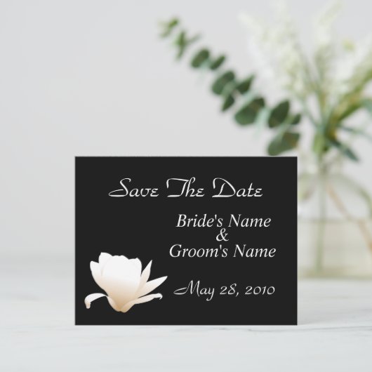 Witte Lotus Save the Date Briefkaart (Staand voorkant)
