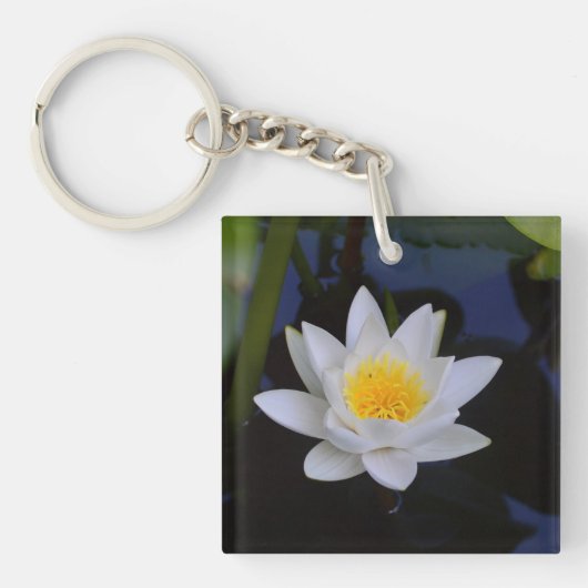 Witte Lotus Sleutelhanger (Voorkant)