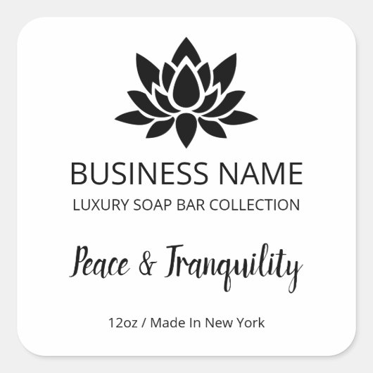Witte Lotus Soap Bar — Productlabels Vierkante Sticker (Voorkant)