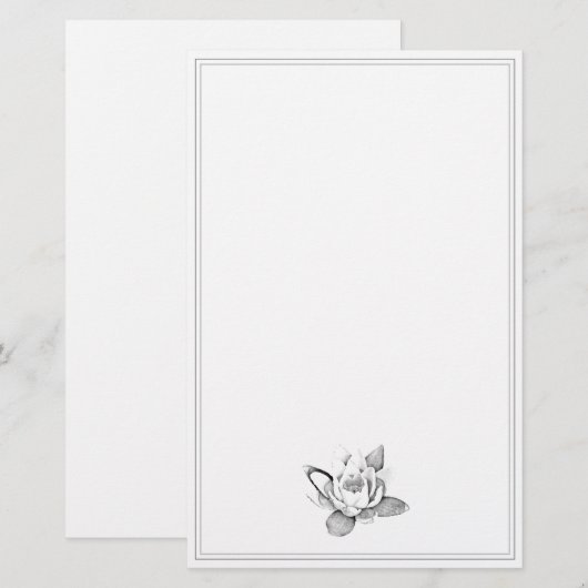 WITTE LOTUS-STROOMBOTANISCHE STATIONERING BRIEFPAPIER (Voorkant / Achterkant)