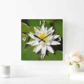 Witte Lotus Vierkante Klok (Huis)