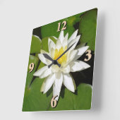 Witte Lotus Vierkante Klok (Hoek)