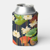 Witte lotus, vis: naadloos patroon. blikjeskoeler (Blikje Voorkant)