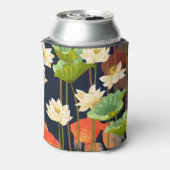 Witte lotus, vis: naadloos patroon. blikjeskoeler (Blikje Achterkant)