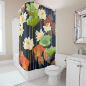 Witte lotus, vis: naadloos patroon. douchegordijn (In situ)