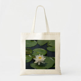 Witte Lotus Waterlily canvas tas
