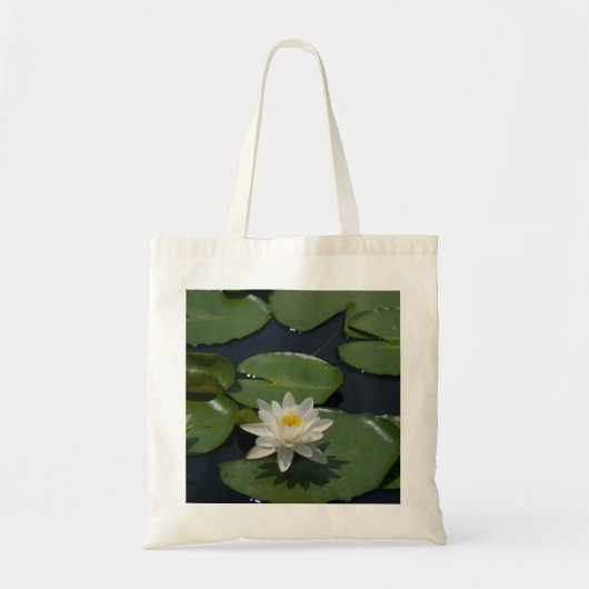 Witte Lotus Waterlily canvas tas (Voorkant)