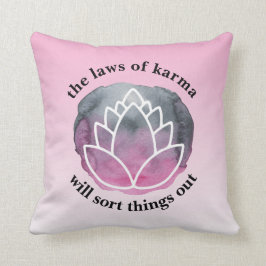 Witte Lotus Wetten van Karma Inspirerend Quote Kussen