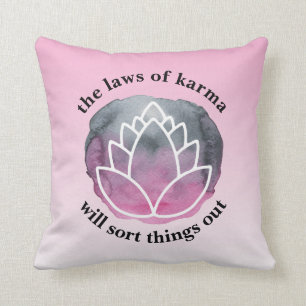 Witte Lotus Wetten van Karma Inspirerend Quote Kussen