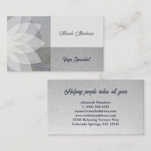 Witte Lotus Yoga Meditation Visitekaartje (Voorkant / Achterkant)