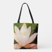 Witte lotusbloem, botanische foto tote bag (Achterkant)