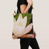 Witte lotusbloem, botanische foto tote bag (Dichtbij)