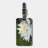 Witte lotusbloem en blauwe libel bagagelabel (Voorkant verticaal)
