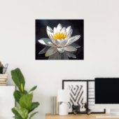 WITTE LOTUSBLOEM EN REFLECTIE POSTER (Thuiskantoor)