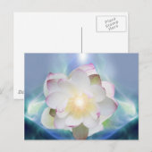 Witte lotusbloem in blauw kristal briefkaart (Voorkant / Achterkant)