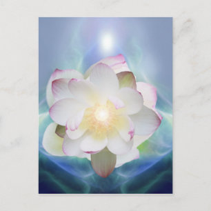 Witte lotusbloem in blauw kristal briefkaart